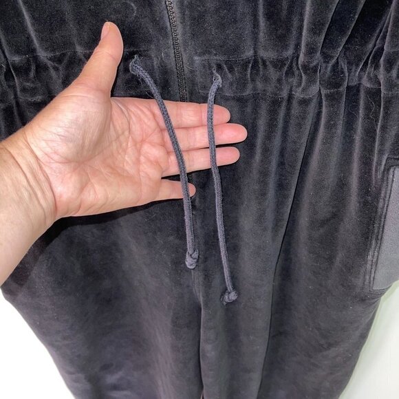 Jaeger Jumpsuit Small S Womens Velour Drawstring Side Pockets Long Sleeve Black - Picture 12 of 12
